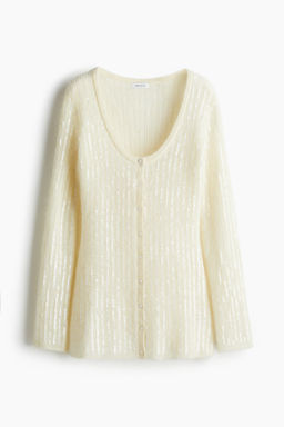 Cardigan en mezcla de mohair con lentejuelas - H&m фото 7