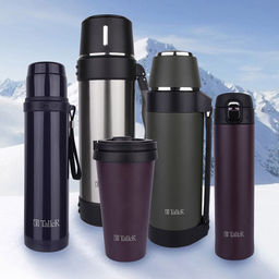 Термос из нержавеющей стали с узкой горловиной 0,9л "Гант" д7,5см, h32,5см, горло д4,5см, кнопочный механизм, крышка-стакан, с ремешком, покрытие - фиолетовое, глянцевое, "TalleR" (Китай)