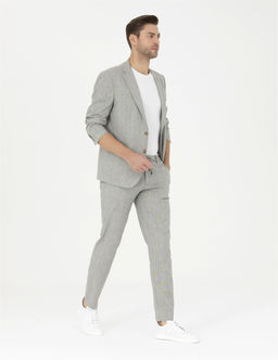 A__k Ye_il Ex. Slim Fit Keten Kar___ml_ Kuma_ Pantolon
