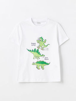 Bisiklet Yaka Bask?l? K?sa Kollu Erkek ?ocuk Ti??rt