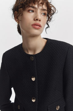 Жакет укороченный из твида с клапанами - Mollis фото 4