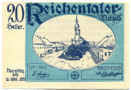Банкнота 20 геллеров 1920 года Австрия  Рейхенталь (нотгельд)