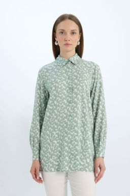 Regular Fit Desenli Uzun Kollu Gomlek Tunik