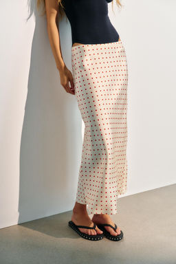 FALDA MIDI SATINADA / Crudo / Rojo - Zara фото 2