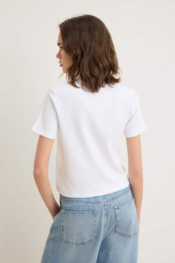 Siyah-Beyaz Kal?n Pamuklu Tok Kumasl? Regular Kesim Orme T-Shirt Orme T-Shirt TWOSS26TS00302 - Trendyolmilla фото 4