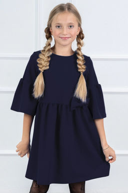 Платье Лидия с бантом, цвет т.Синий, 78% х/б 16% пэ 6% лайкра