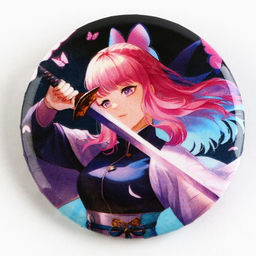 Цена за 10 шт. Значки закатные Аниме девочки, 38 мм, МИКС
