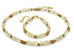 Чокер и браслет из циркона кубик граненый 6*6мм, цвет синий, 40см, 17см - Радуга камня фото 8