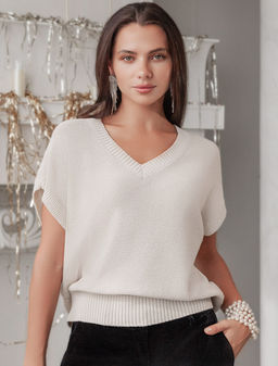 VILATTE / Топ из хлопковой пряжи с пайетками  фото 5