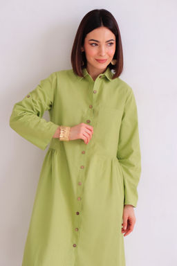 Martichelli Платье хлопковое в цвете лайм  фото 6