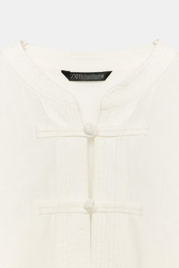 CAMISA OVERSIZE ALAMARES CON LINO / Blanco - Zara фото 10
