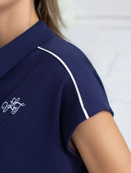 Футболка-поло из фактурного трикотажа - Vilatte фото 6