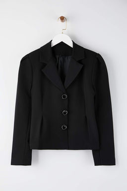 Siyah Fitted/Vucuda Oturan Dugme Aksesuarl? Dokuma Blazer Ceket TWOAW26BC00069 - Trendyolmilla фото 5