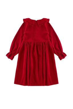 K?rm?z? K?z Cocuk Bebe Yaka Pamuklu Kadife Bayraml?k Dokuma Elbise TKDAW25EL00017 - Trendyolmilla фото 2