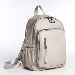 Рюкзак женский из искусственной кожи на молнии, 6 наружных карманов, цвет бежевый - Simaland фото 2