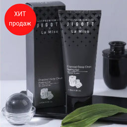 Premium Jigott&La Miso Глубоко очищающий отшелушивающий гель с углем 180мл  фото 4