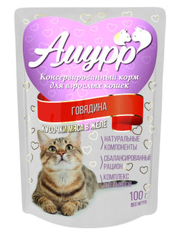 Амурр пауч 100 г. д\кош. Говядина в желе 4610003549954 Амурр пауч 100 г. д\кош. Говядина в желе 4610003549954