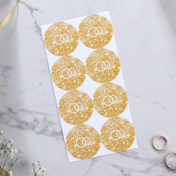 Цена за 8 шт. Приглашение на свадьбу в крафтовом конверте «Золотые блестки», 10 х 15 см.