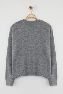 Wardrobe Essentials Antrasit Alpaka Yunu Kar?s?ml? Genis Kal?p Triko H?rka | TWOAW26HI00089