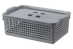 Корзинка с крышкой 3,8 л 29,5*18,5*10,5 см Лофт серая (модель 6431/08)