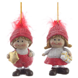 Фигурка декоративная подвесная "Дети", L4 W3 H7,5 см, 2в.