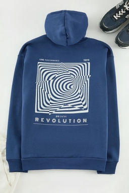 TRENDYOL MAN Siyah Oversize/Genis Kesim Kapusonlu Labirent Bask? Polar Pamuk Sweatshirt TMNAW24SW00201 - Trendyolmilla фото 19