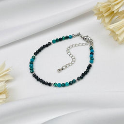 Браслет из Обсидиана и Хризоколлы 18,5 см +