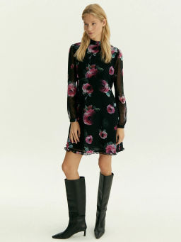 Платье мини из шифона с цветочным принтом, PL1421/armika - Emka фото 3