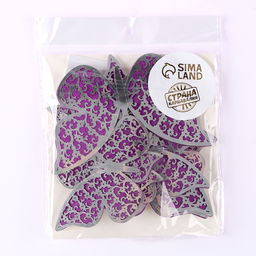 Цена за 2 шт. Топпер для торта «Бабочки», двухслойные, набор 12 шт., фиолетовый