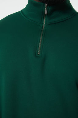 TRENDYOL MAN Yesil Buyuk Beden Oversize/Normal Kesim Dik Yaka Fermuarl? Ici Polarl? Sweatshirt TMNAW24AO00024 - Trendyolmilla фото 4