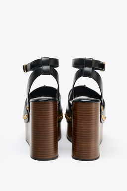 LEATHER WEDGE SANDALS WITH STUDS - Zara фото 17
