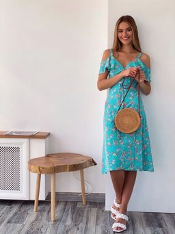 4195 Сарафан в цветочек в цвете тиффани - Martichelli фото 2