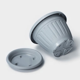 Горшок для цветов с поддоном Сильвер ЭКО, 1.9 л, d=18 см, светло-серый - Simaland фото 4