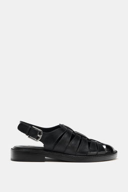 LEATHER SLINGBACK CAGE SANDALS - Zara фото 3
