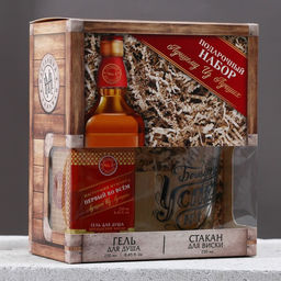 Подарочный набор Первому во всём, гель для душа виски 250 мл и стакан для виски, Чистое счастье  фото 6