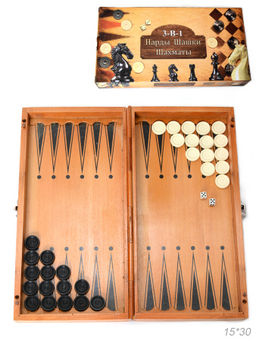 Игра настольная 3 в1 Нарды шахматы шашки 15х30 см / 341-161 /уп 48/ - ГалеонТрейд фото 2