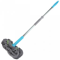 Швабра с вертикальным отжимом "Моп" насадка круглая-микрофибра 20см, рукоятка нерж. 75-122см (Китай)