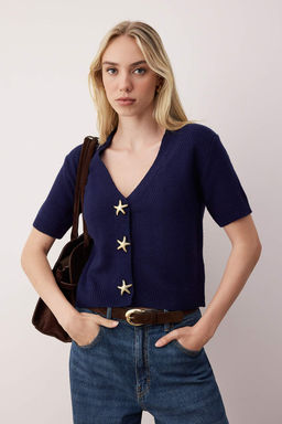 Lacivert Dugme Aksesuar Detayl? Triko H?rka TWOAW26HI00266