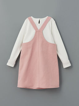 Minnie Mouse Bask?l? K?z ?ocuk Salopet Elbise ve Ti??rt 2li