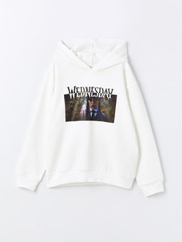 Wednesday Bask?l? Uzun Kollu K?z ?ocuk Hoodie