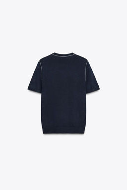 SHORT SLEEVE KNIT TOP WITH PIPING - Zara фото 33