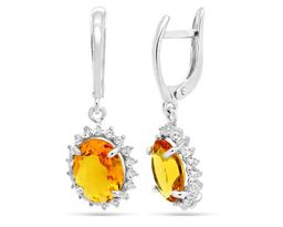Серьги из серебра цитрин кварц, СПН4020