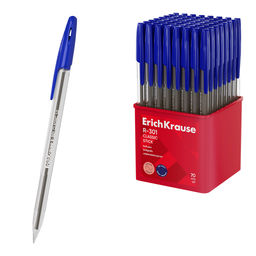 Цена за 70 шт. Ручка шариковая ErichKrause R-301 Stick Classic 1.0, цвет чернил синий (в стакане по 70 шт.)
