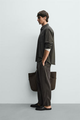 PANTAL?N RELAXED FIT 100% LINO / Verde oscuro - Zara фото 4