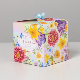Цена за 3 шт. Коробка подарочная складная, упаковка, «8 марта», 12×12×12 см