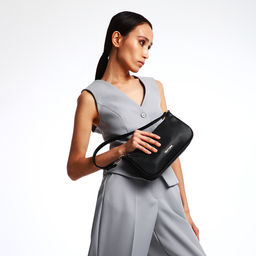 Сумка женская багет TEXTURA на молнии, 26×4×14 см, чёрная