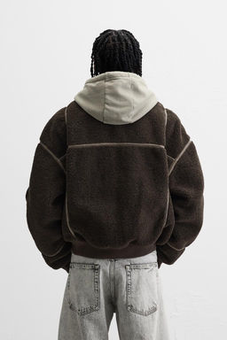 CONTRAST FAUX SHEARLING JACKET - Zara фото 19