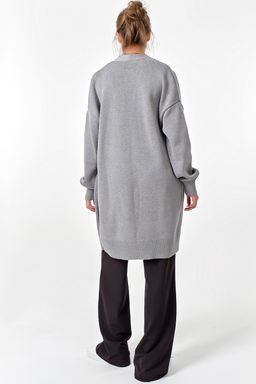 Кардиган вязаный удлиненный серый