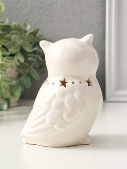 Сувенир керамика свет "Филин с ожерельем из звёзд" белый 9х6,5х13 см