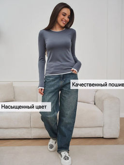 K12903 Лонгслив (хлопок) ГРАФИТ